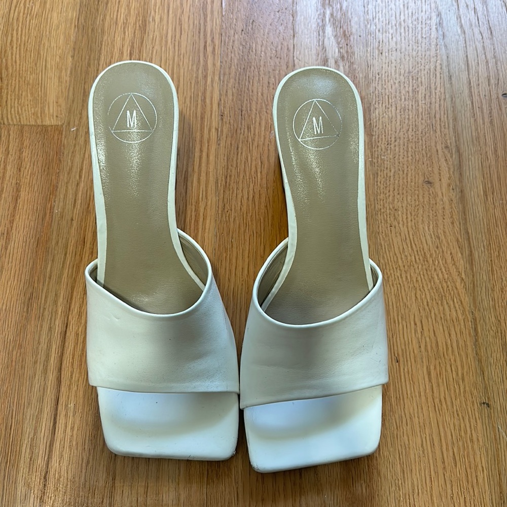 White sandal heels